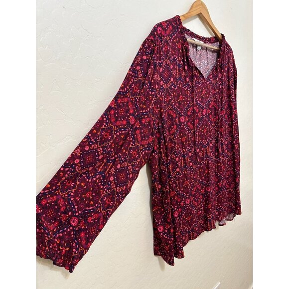 Croft & Borrow Womans Floral Top Size 4X Boho Western Peasant Beachy Hippie Work - Picture 12 of 12